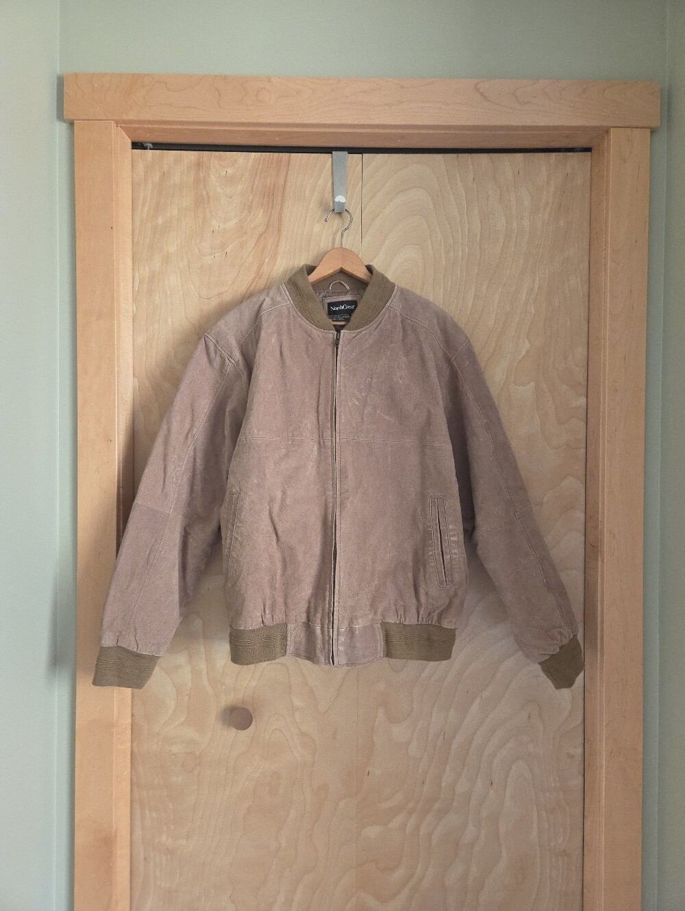 Northcrest Tan Suede 100% Leather Bomber Jacket